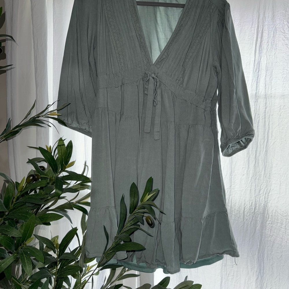 Baltic Born Sage Green V-Neck Blouse